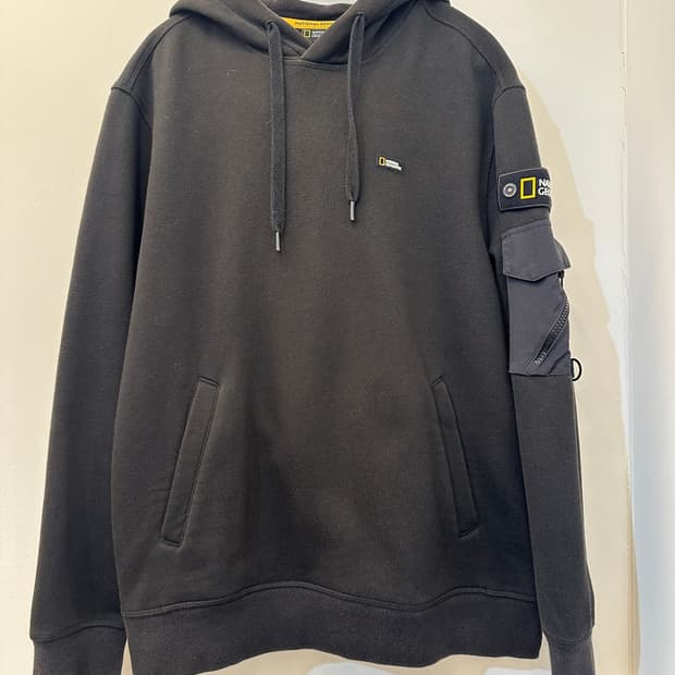 L) 내셔널 지오그래픽 블랙 기모 후드티