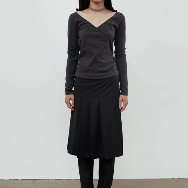 cerric 플리츠 레이어드 스커트