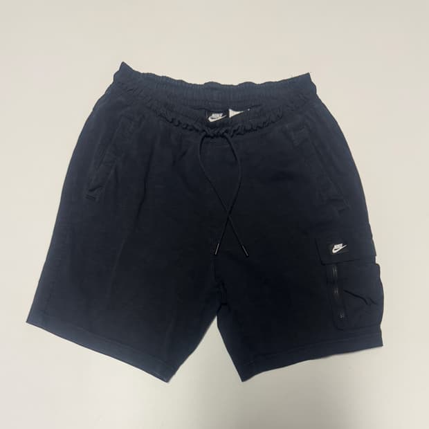 나이키 푸츄라 로고 카고 포켓 트레이닝 밴딩 반바지 블랙