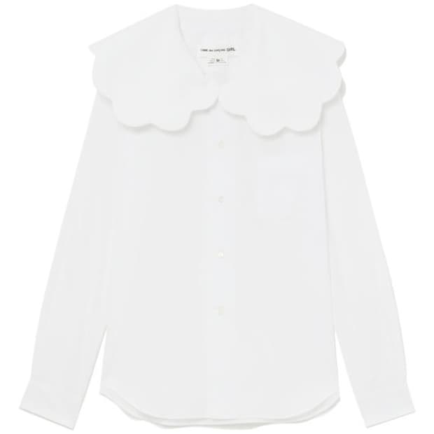 꼼데가르송 걸 물결 빅 카라 셔츠 블라우스 XS