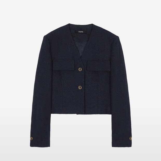 RAIVE 네이비 트위드 자켓