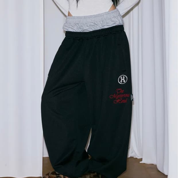 더미스테리어스호텔 LAYERED JERSEY PT BLACK