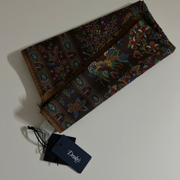 drake’s animals print wool-silk scarf