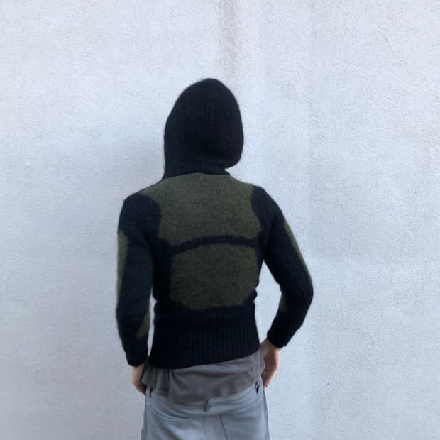 스컬 프린팅 울 후드