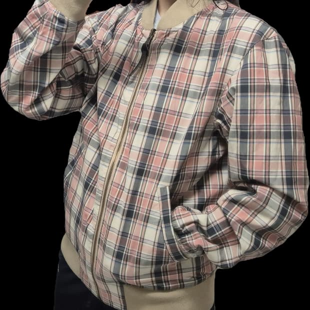 유니클로 JW앤더슨 블루종 집업 항공점퍼/핑크 체크