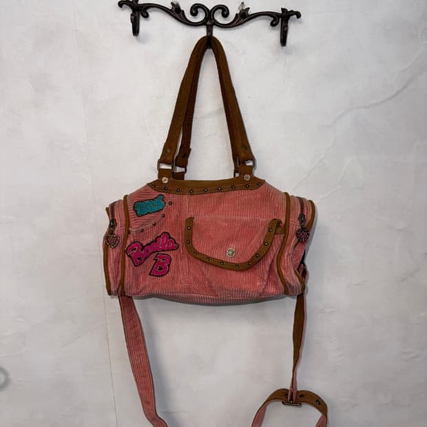 BanilaB pink brown western corduroy 투웨이백