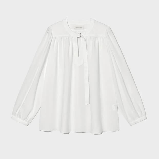 킨더살몬 gather blouse white