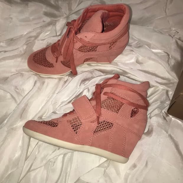 Ash 아쉬 딸기우유 하이탑 매쉬 웨지 스니커즈 