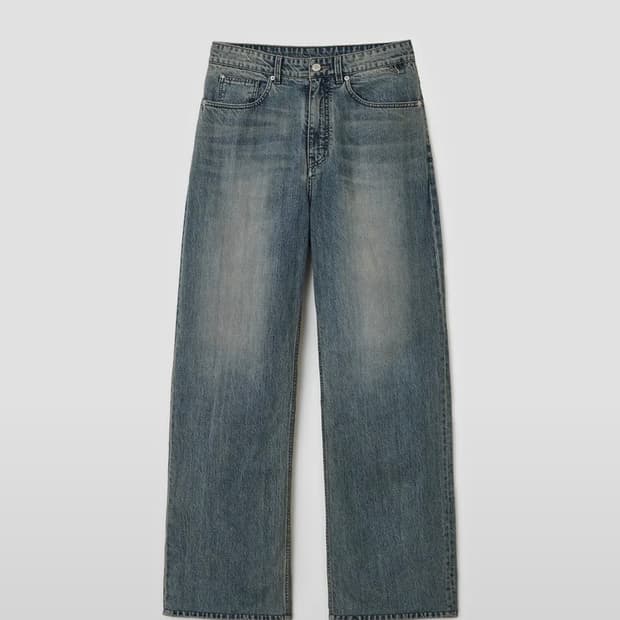 벨리에-미드 와이드 데님 팬츠 - 스모크 인디고