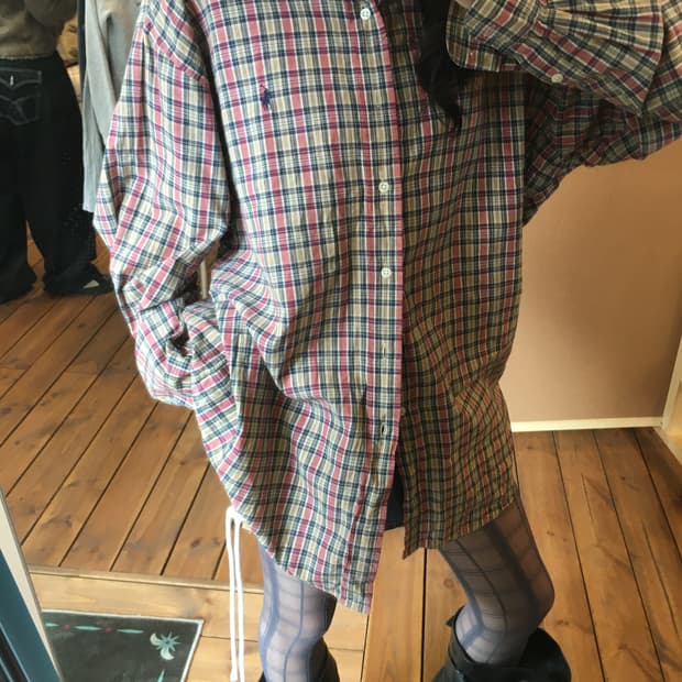 폴로 레드 믹스 체크 셔츠