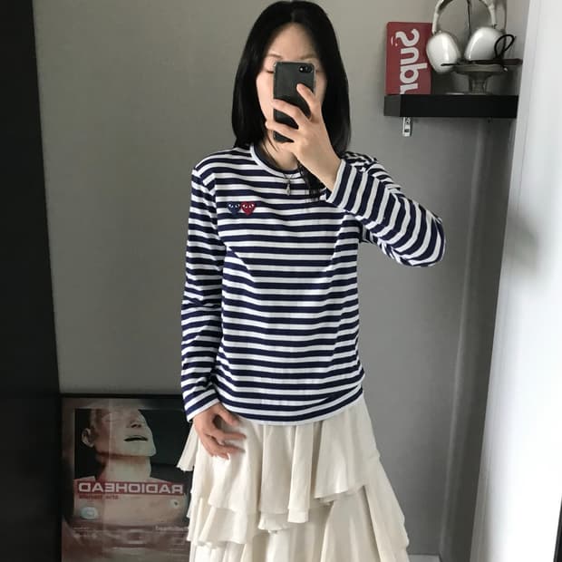 꼼데가르송 더블와펜 스트라이프 롱슬리브티