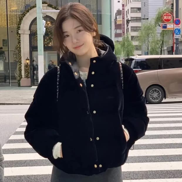 더바넷 벨벳 구스 푸퍼 패딩