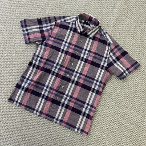 110 닥스 체크 남성 반팔 셔트 0417D