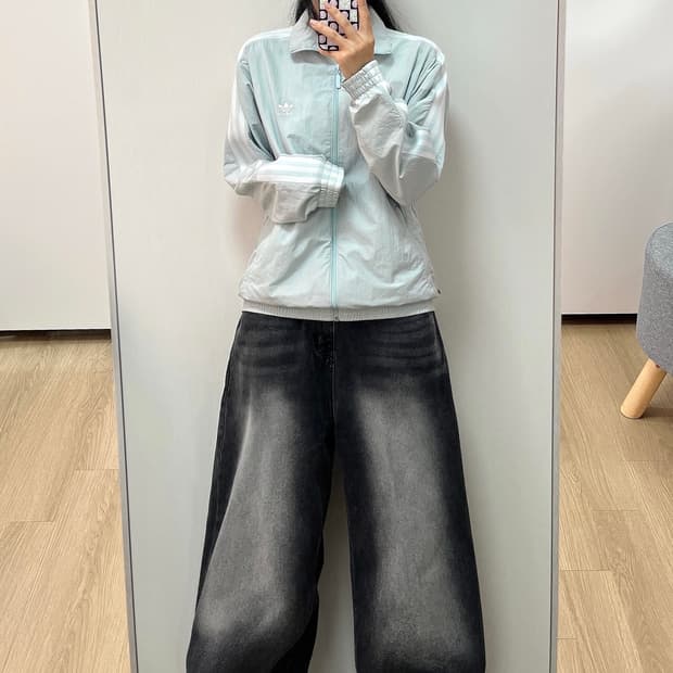 아디다스 연하늘 락업 트랙탑 바람막이 자켓