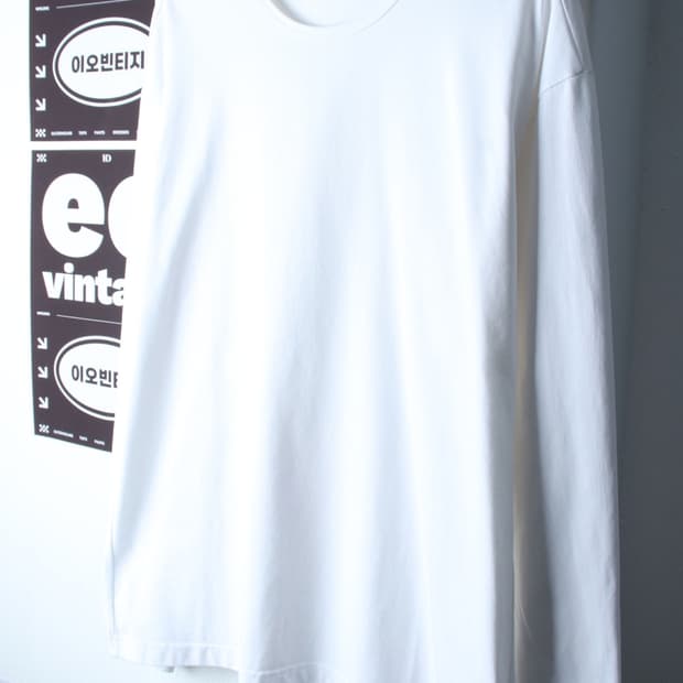 (L-XL) 로기 긴팔티셔츠 루즈핏 화이트 무지 올드스쿨-H33479