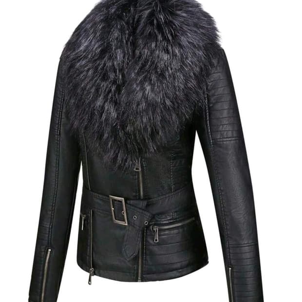 블랙 퍼 가죽 라이더 자켓 새재품