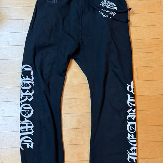 크롬하츠 홀스슈 로고 백 포켓 스웨트 팬츠 블랙 M