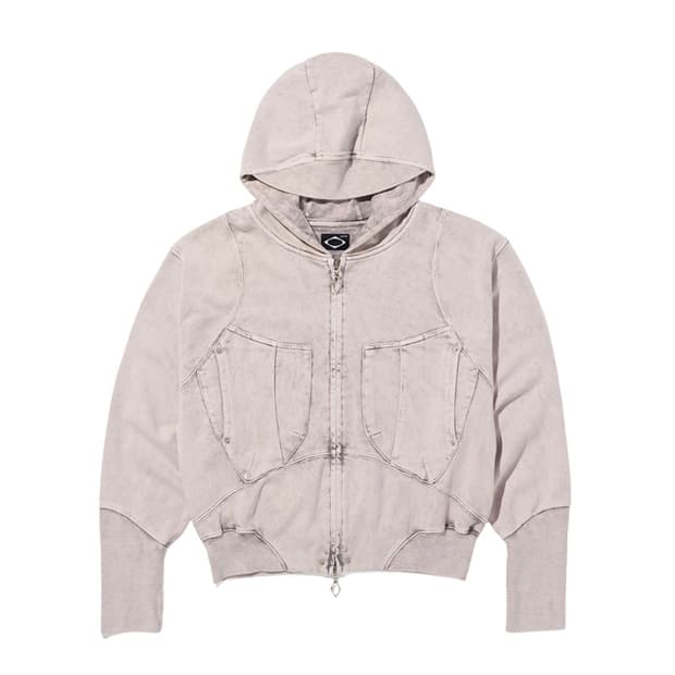 미스치프 후드집업 빅 포켓 후드 블리치드 핑크 그레이