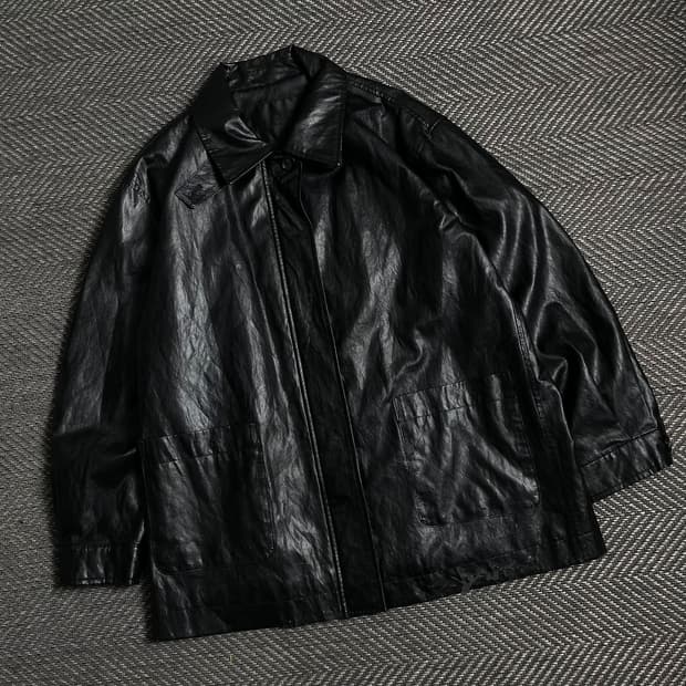 레프트서울 박시핏 레더 반코트 하프 가죽자켓 y 4797