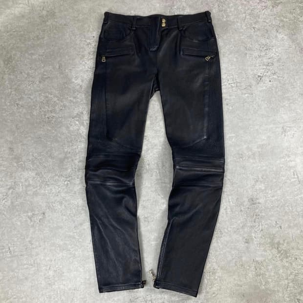 BALMAIN 발만 램 가죽 팬츠 38 블랙