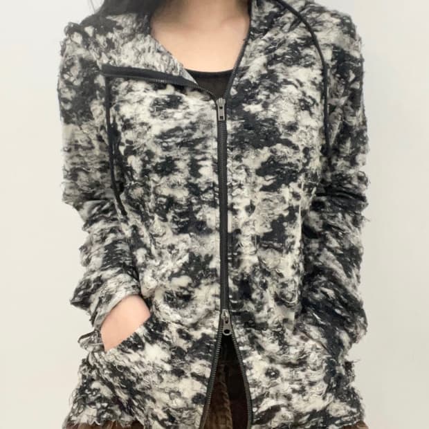 Black & White grunge hooded zip-up