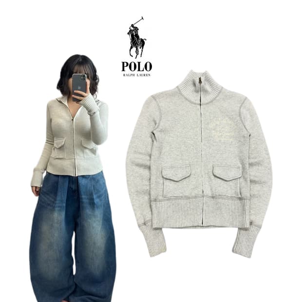 폴로 Y2K 딱붙 코튼 집업