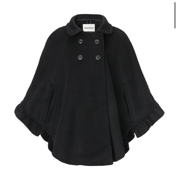 쓰리타임즈 케이프 코트 블랙