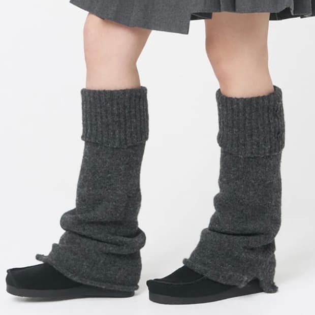 미세키 서울 Button knit leg warmer CHARCOAL