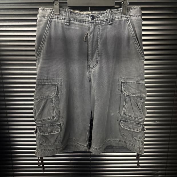 아베크롬비 네이비 남색 워시드 코튼 카고 반바지 쇼츠 30 포켓 빈티지