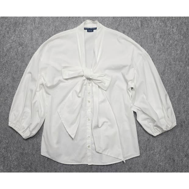 폴로 랄프로렌 리본 타이넥 버튼업 밴딩 커프스 디테일 7부 셔츠 6사이즈