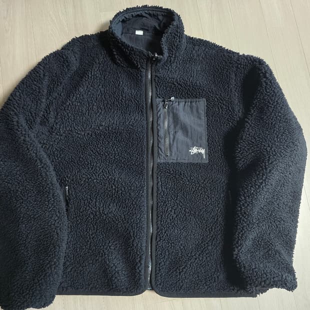 스투시 쉐르파 리버시블 자켓 블랙 L