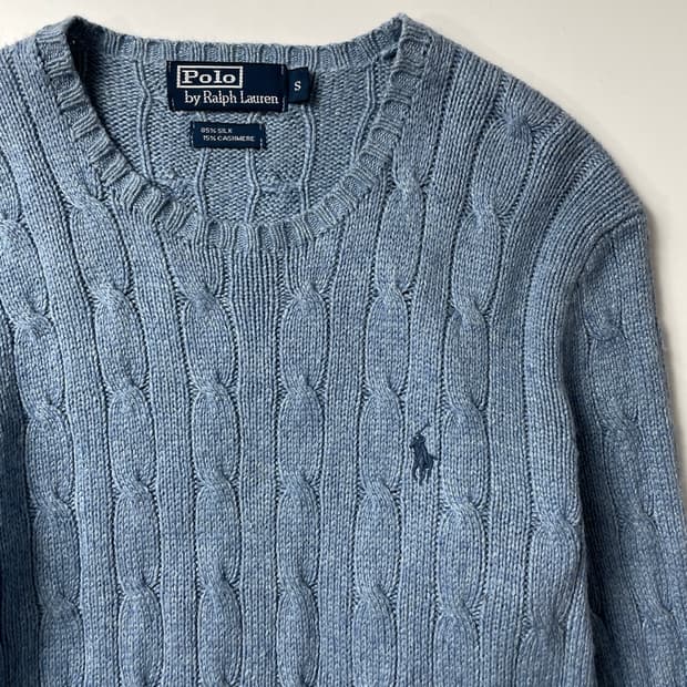 폴로 랄프로렌 캐시미어 실크 블렌드 케이블 니트