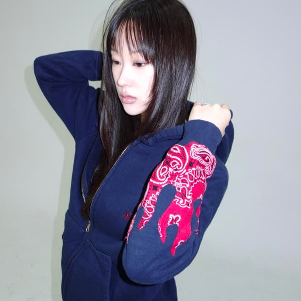 네이비 페이즐리 후드집업