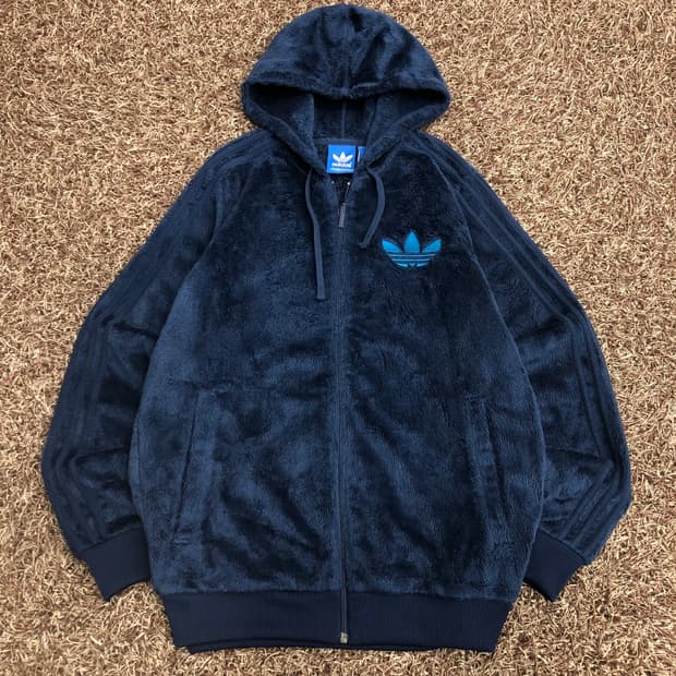 아디다스 쉐르파 파이어버드 빅로고 플리스 후드집업