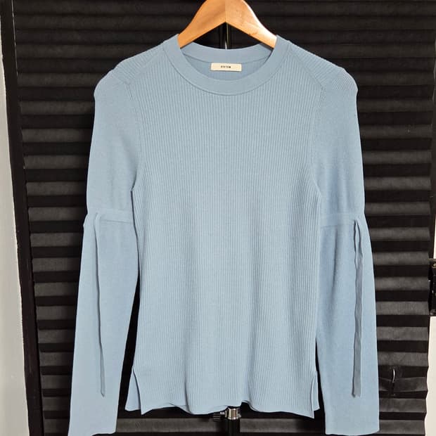 [시스템] 소매 스트랩 골지 라운드넥 니트 | 00205