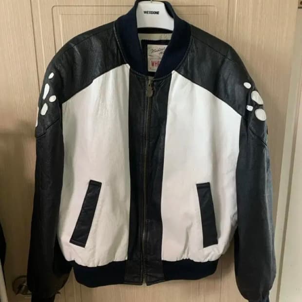 마이클 호반 리얼 레더 울프 패치 가죽 자켓 봄버 where mi