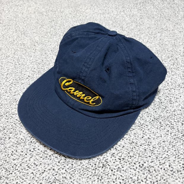 90s 빈티지 카멜 시거렛 네이비 로고 스트랩 캡