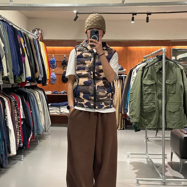 카모플라주 패딩 조끼  