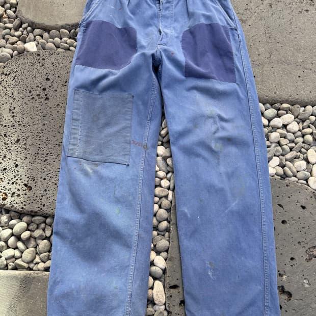 FADED WASHED BLUE PATCHWORK 프렌치워크팬츠