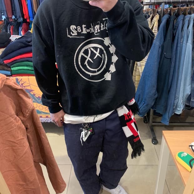 blink-182 빈티지 스웻셔츠 맨투맨 블랙 L