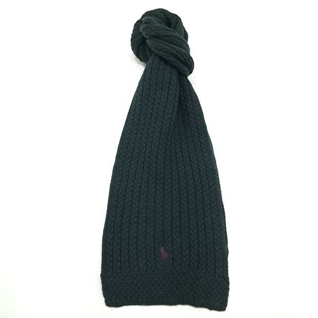 MX290 폴로 랄프로렌 그린 리브드와플 램스울 캐시미어 니트 목도리