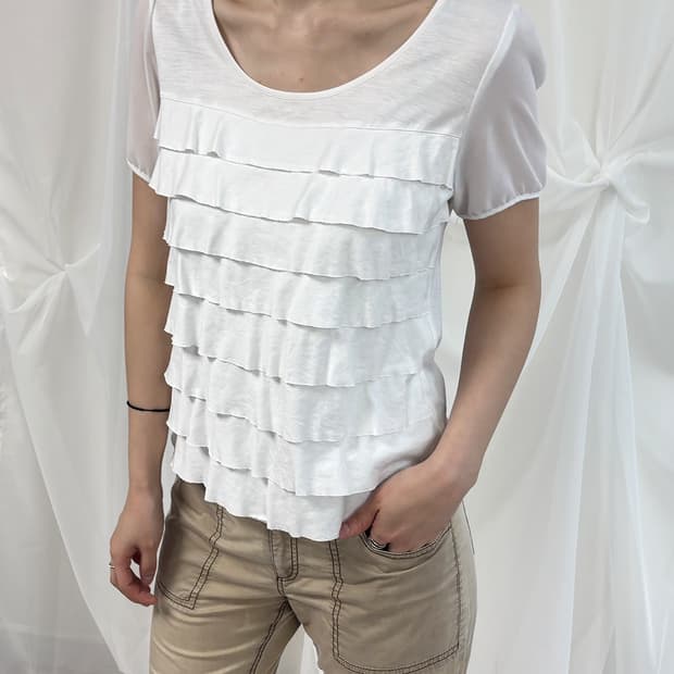 NATURAL BEAUTY tiered ruffle t-shirt
