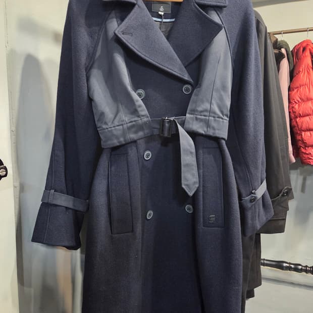 G-Star RAW 여성 벨티드 코트 네이비