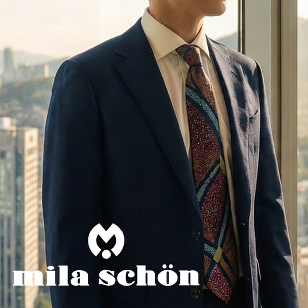 MILASCHON 밀라숀 실크 네이비 넥타이 8.7cm A등급 e806
