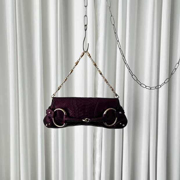 Rare  구찌 홀스빗 1955 메탈릭 리자드 숄더백