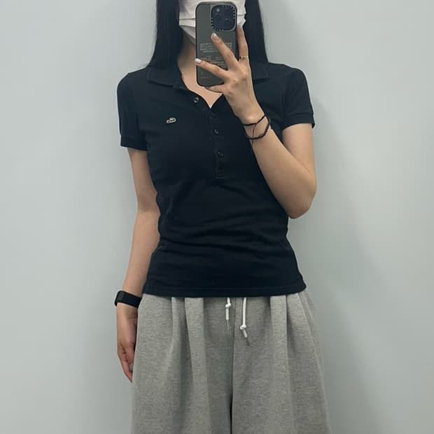 라코스테 블랙 pk 반팔 카라 티셔츠 