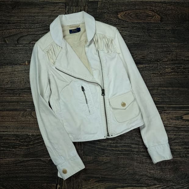 [폴로 랄프로렌] 웨스턴 프린지 사선 라이더 자켓 아이보리 M17552