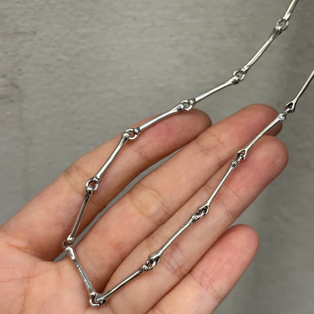 Skull Bone Chain Bar 925Silver Necklace