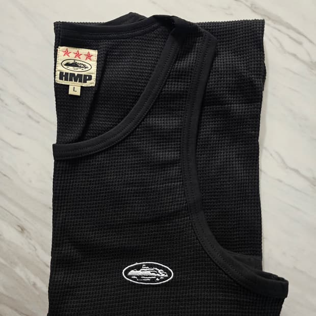 Corteiz bolo tank black L 코르테이즈 와플 슬리브리스