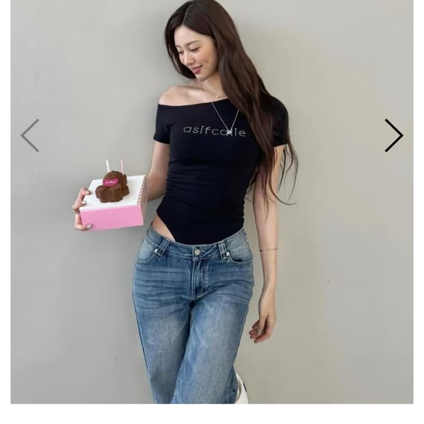 애즈이프캘리 원숄더 바디수트 블랙